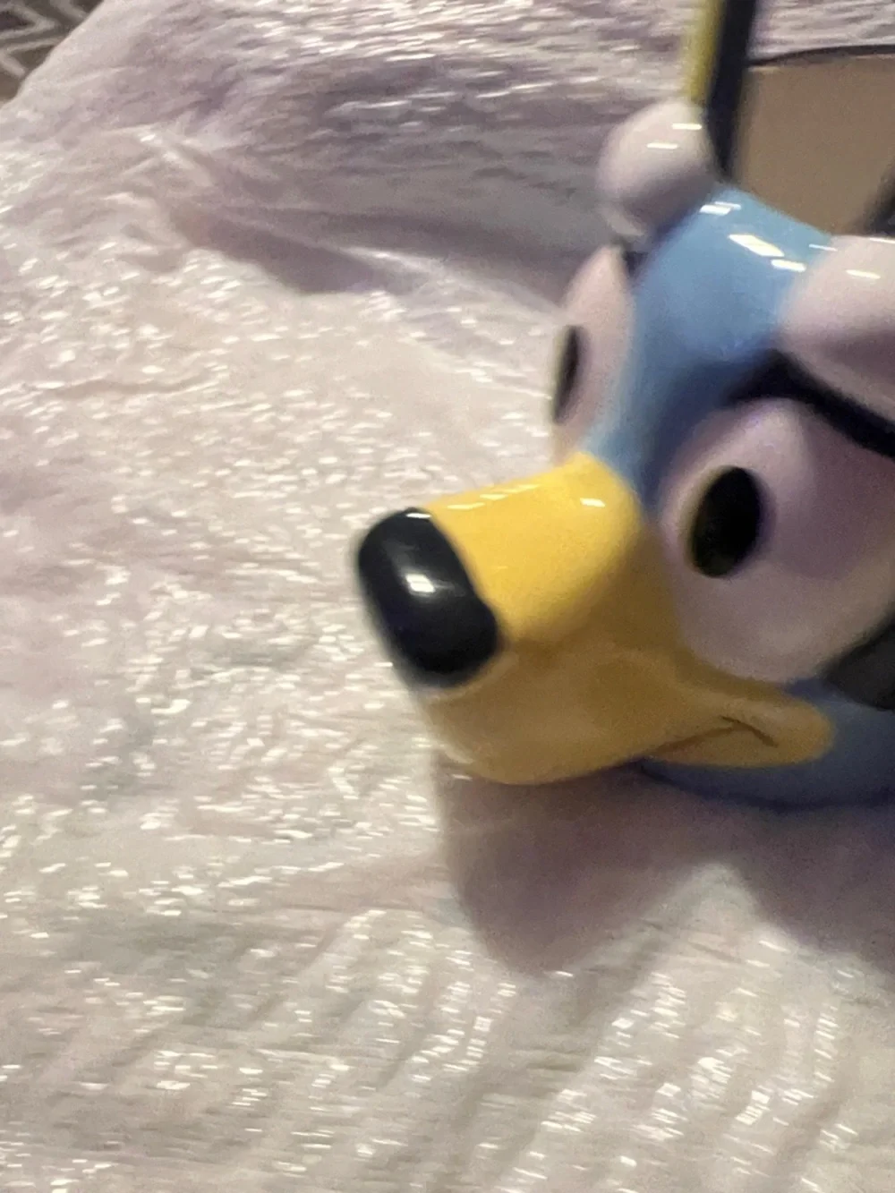 Blue & Yellow Cartoon Dog Ceramic Pet Bowl with Handle